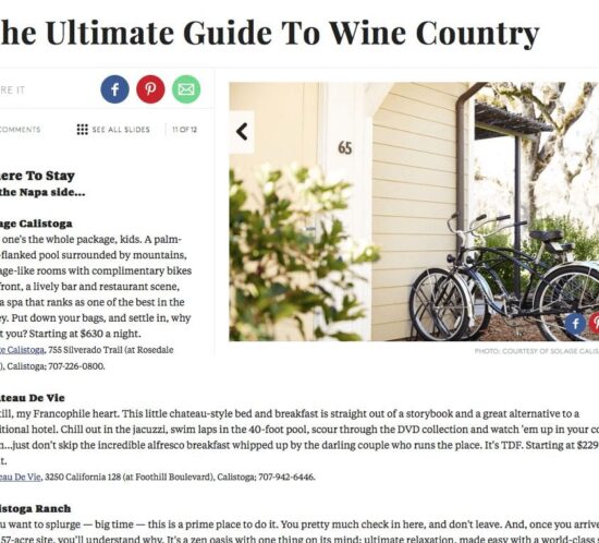 Refinery29 article. Text: The Ultimate Guide to Wine Country.
