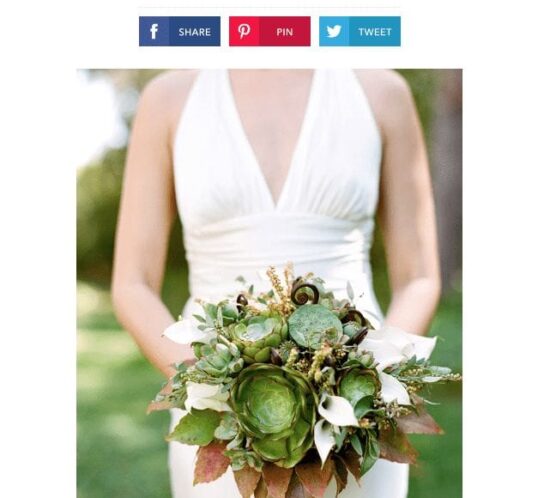 Brides Magazine. Text: A Sophisticated Succulent Bouquet.