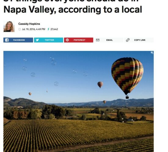 Insider article headline. Text: 31 things everyone should do in Napa Valley, according to a local.