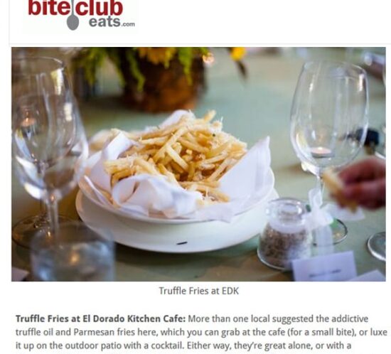 biteclub eats article. Text: Truffle Fries at EDK.