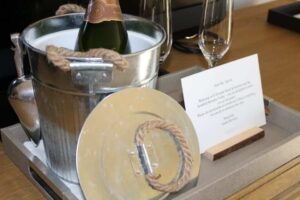 A photo of a welcome basket at one of the best hotels for romantic getaways in northern California.