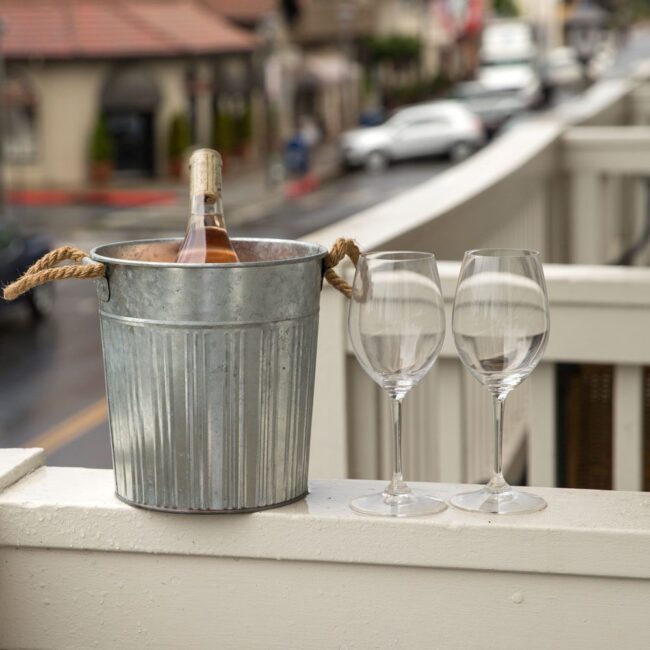 Bucket of wine and wine glasses for date night