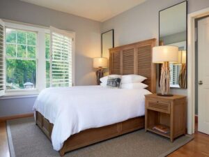 Relax in a cozy hotel room like this one after exploring Sonoma on a bike tour.