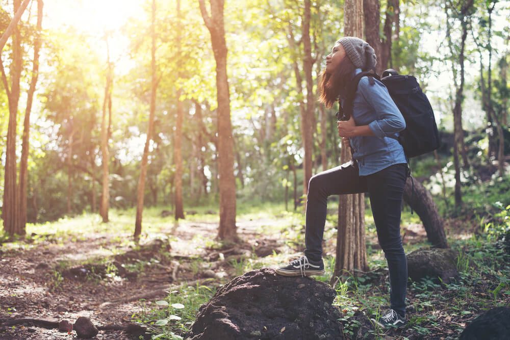 Beautiful woman enjoying hiking in nature – Jacob Lund Photography Store-  premium stock photo